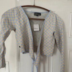 4SI3NNA The Label Free People checkered wrap crop sweater